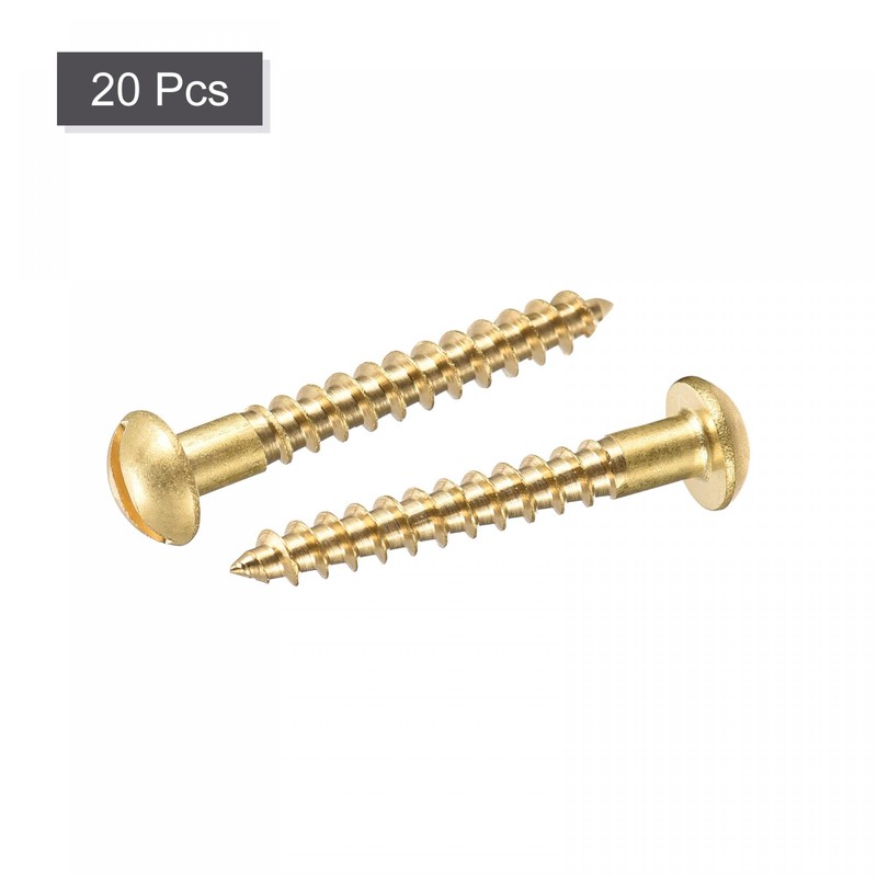 sourcing map Wood Screws M4 x 30mm Slotted Round Head