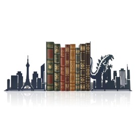 Dinosaur Decor Bookends - Elegant Frosted Black Design, Versatile Use for Shelves, Robust and Durable, Ideal Gift for Dinosaur and Book Lovers