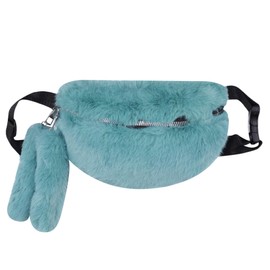 Fuzzy Fanny Pack for Women Faux Fur Belt Bum Bag with Adjustable Strap Waist Pouch Casual Crossbody Purse for Travel