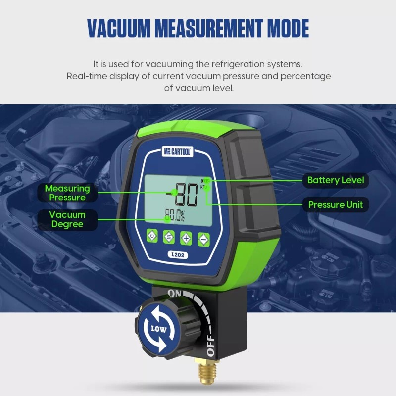 Mrcartool Refrigeration Digital Manifold Gauge HVAC System Leak Meter Pressure