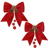 Pack of 2 Christmas Bow, Red Glitter Sequin Bow, Large