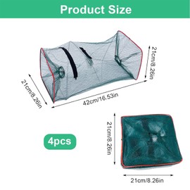 Guanici 4 Pieces Foldable Fishing Bait Fish Trap Foldable Crab Trap Reuser Crab Trap 21 x 45cm Bait Fish Trap Fish Trap for Small Fish for Catching Shrimp Crab Carp and Small and Medium Sized Fish