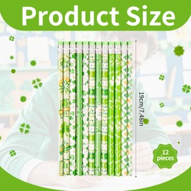 Patrick's Day Pencils with Eraser Green Shamrock Design Holiday Reward Pencils Bulk Set – 48PCS Eco-Friendly Wooden with St. Patrick's Day Irish Designs, Green Shamrock