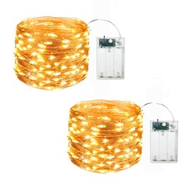 2 Sets Fairy Lights String Battery Powered Operated, Led Mini Tiny White Twinkle Rice Christmas Lights,Each is 16.4 Feet Long 50 Lamp.