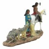 Indigenous Native American Indian Family With Horse And Wolves Migration