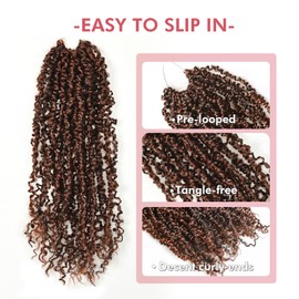 Pelokaa Yanky Twist Crochet Hair - 6 Inch 8 Packs (240 Strands) Black Mix Copper Pre-twisted Fluffy Spring Passion Micro Mini Twist, Pre-Looped Short Curly Crochet Braids (6 Inch, F1B/350-8P)