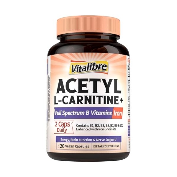 Acetyl-L-Carnitine HCl 1250mg, with B1, B2, Niacin, Biotin, Folic Acid,