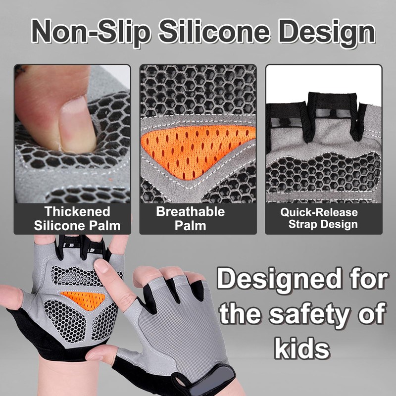 CubePlug Kids Boy Girl Cycling Climing Half Finger Gloves GEL