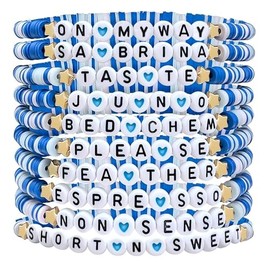 Yipebxdh 10 PCS for Sabrina Friendship Bracelets Colorful Singer Music Inspired Letter Bracelets Concert Gifts Merch for Women Fans (Blue)
