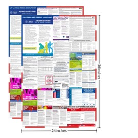 2025 California State and Federal Labor Laws Poster - OSHA Compliant UV Waterproof Laminated 24" x 36" English and Spanish Version 2PCS - All in One Compliance Posting