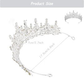 Silver Crown, Clear Diamond Crystal Tiara, Elegant Princess Tiara Crown Headband for Women Bridal Wedding Birthday Prom Christmas Party Mother's Day Gift