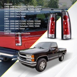 AUTOWIKI Tail Lights Fit for 1988-1999 Chevy GMC C/K 1500 2500 3500, 1992-1999 Chevy Suburban 1500 2500, 1992-1999 GMC Yukon Tail Lamp (Chrome/Clear) 1 Set