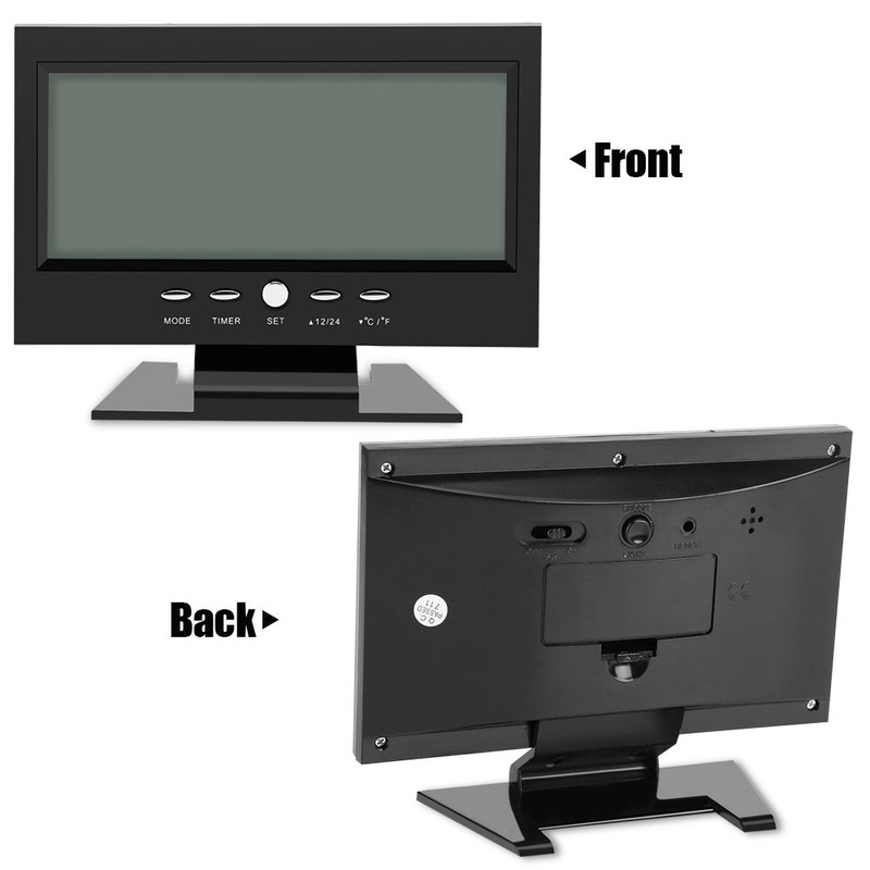 Digital Travel Alarm, Large LCD Display Digital Sound Sensor Table