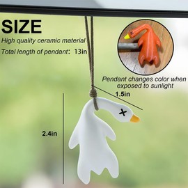 GGUFAY Farbwechselnde Ente Auto-HäNgeornament, AutozubehöR Innenraum Deko, UltraviolettverfäRbung, SüßEr Roast-Enten-RüCkansicht, Spiegel, HäNgende Dekoration, Weiß Bis Orange, 2 StüCk