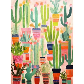 Cross & Glory - Botanical Brushstrokes: A Cacti Tapestry - 1000 Piece Jigsaw Puzzle for Adults | Plant Jigsaw Puzzle | Artistic Challenge with Vibrant Satin Finish