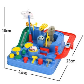 Car Adventure Set, City Rescue Educational Vehicle, Parent-Child Interactive Racing, Puzzle Car Race Tracks Parking Playsets (Blue)