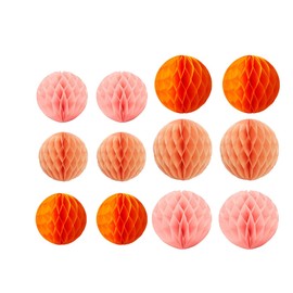 12pcs 6 inch 8 inch Tissue Paper Honeycomb Balls Party Backdrop Decoration Paper Flower Balls Craft Kit Paper Honeycomb Ball for Wedding Room Birthday Baby Shower(Orange Pack)
