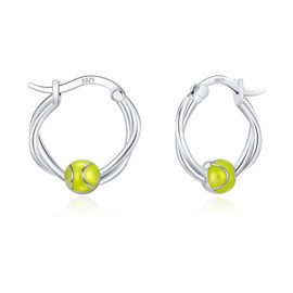 925 Sterling Silver Baseball/Football/Basketball/Volleyball/Softball/Pickleball/Tennis Earrings Ball Hoop Earrings Cool Sports Earrings Jewelry Gifts for Women Girls Sensitive Ears, Sterling Silver