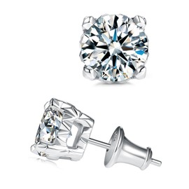 4mm Moissanite Tiny Imitation Diamond Round Silver Stud Circle Everyday Comfy Second Hole Earrings for Women