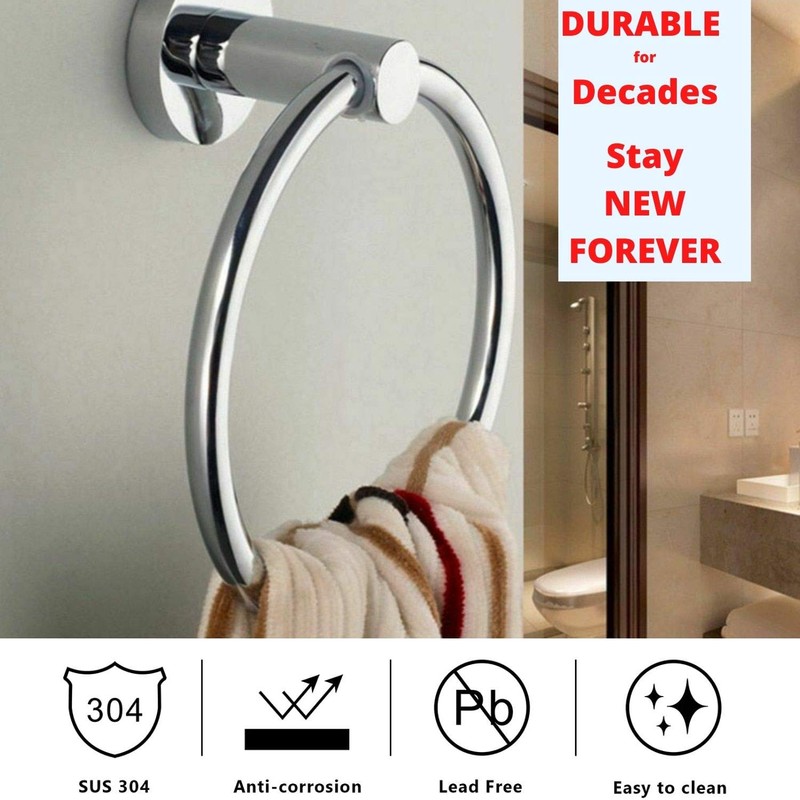 Stainless Steel Towel Holder, Bathroom Towel Ring, Wall Mount Hanging
