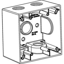 Orbit 2DB50-5 Electric Box, 2 5/8" Deep 5 Outlets w/1/2" Hole Size Weatherproof - 2-Gang - Gray
