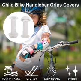 TUCKBOLD Child Bike Handlebar Grips Covers 105mm Long Soft | Children Bicycle End Grips Protector White 1 Pair