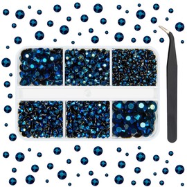 qiipii Ink Blue Resin Rhinestones for Crafting 2mm-6mm Flatback Navy Blue Jelly Stones Diamonds Gems Charms for Nails Face Eyes Makeup Tumblers Bottles Mugs DIY Crafts Clothes Shoes Phones Scrapbook