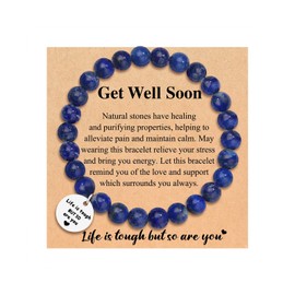 Your Always Charm Get Well Soon Gifts Natural Stone Amethyst Healing Bracelet Inspirational Bracelet for Women (Blue)