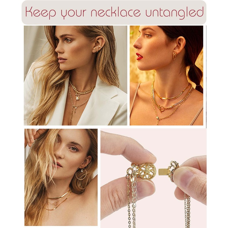 Necklace Layering Clasps Separator for Women 14k Gold Silver Tangle