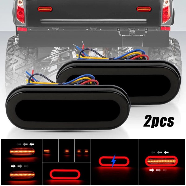 Unbranded 2x Oval LED Motorcycle Tail Lights Yellow Red Flowing