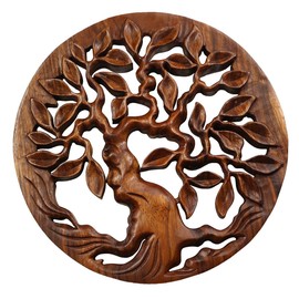 Oriental Galerie Wall Picture Wall Decoration Mandala Relief Tree of Life Symbol Mythology Decoration Soar Wood Model No. 3 Approx. 30 cm