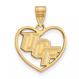 LogoArt GP Sterling Silver LogoArt University of Central Florida U-C-F Heart Pendant