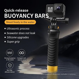 PULUZ Floating Hand Grip Magnetic Quick Release Handle Compatible with GoPro Hero 12, 11, 10, 9, 8, 7, 6, 5, 4, Session, 3+, 2, 1, Handle Mount Accessories for Water Sport and Action Cameras