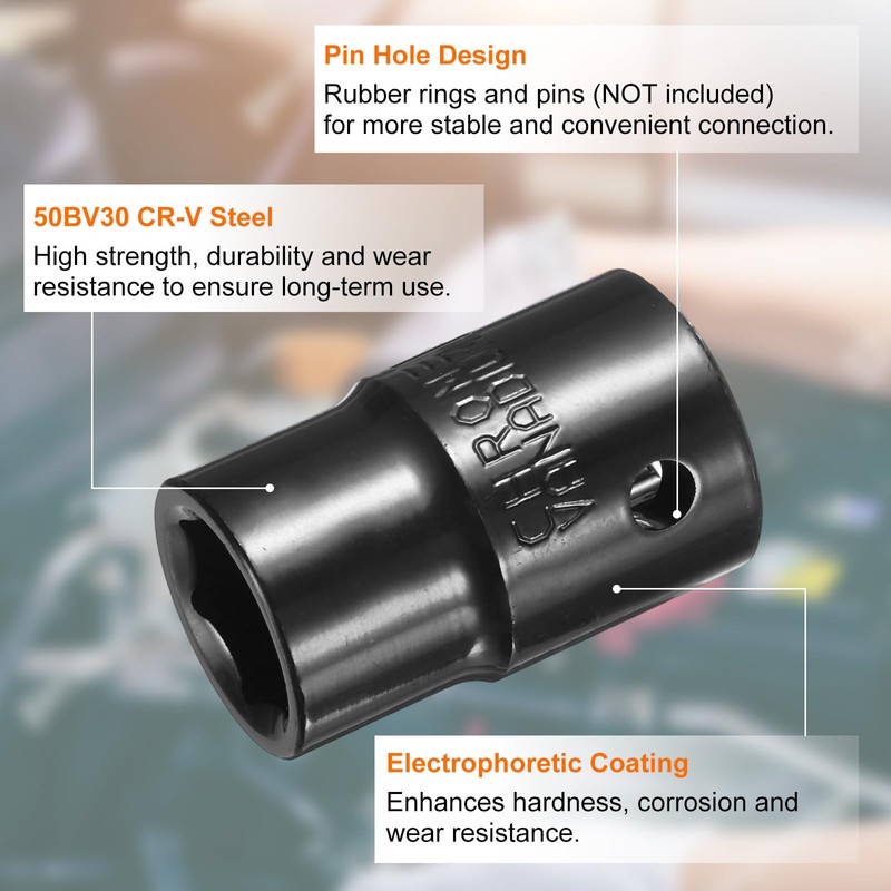 sourcing map 2pcs 6 Point Impact Socket 14mm Shallow Metric
