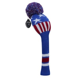 LeFeng 1Pcs Golf Club Cover, Knitted Golf Head Cover for 460cc Driver Fairway Woods and Hybrid with Cute Pom Pom and Number Tag(American Stars, for Fairway)