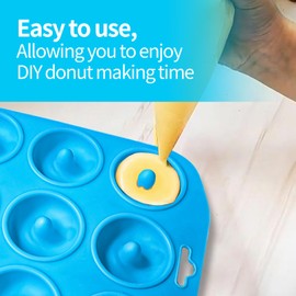 Cupidove 2pcs Silicone Donut Pan, 12 Holes Mini Donuts Mold Heat Resistant, Silicone Donut Molds for baking, Mini Baking Mold for baking delicious donuts, Non-stick Bottom, Easy to Clean