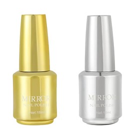 2 esmaltes de uñas metálicos 1,3 x 3,2 pulgadas gel brillante para manicura divertido color dorado para uñas barniz plateado fácil de usar para salón 