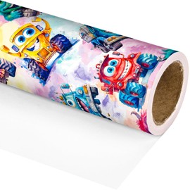 Vnaaem Monster Truck Wrapping Paper Roll for Kids Boys Girls - Cute Cartoon Race Car Gift Wrap for Birthday, Holiday, Baby Shower, Party supplies - 17 in x 20 ft(Total 28.5sq.ft)