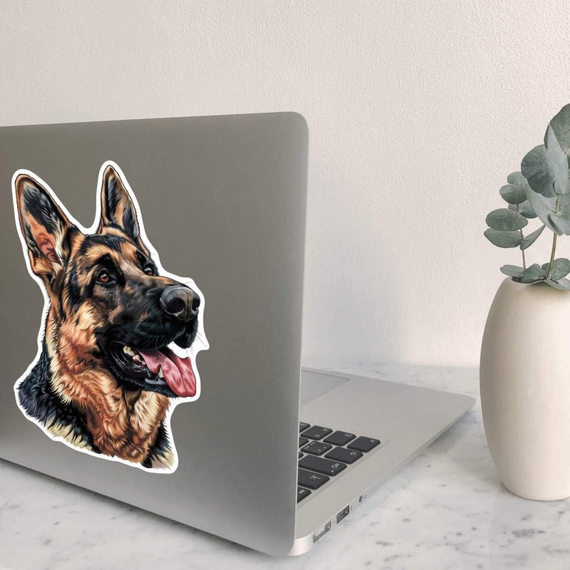 Large 210mm 'German Shepherd Side Profile' Permanent Sticker Decal for