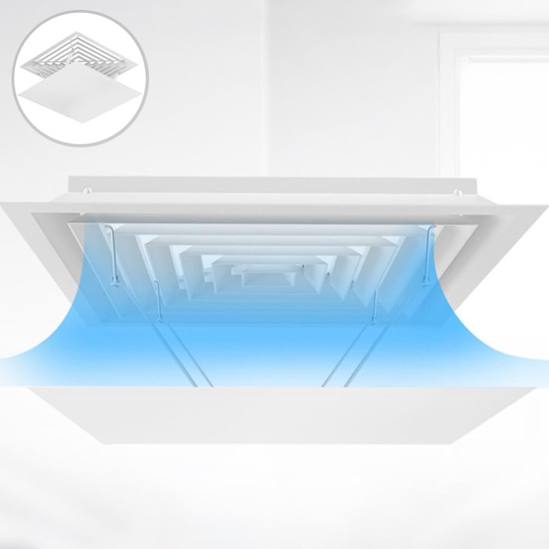 TEHAUX Air Conditioner Vent Deflector - Square 35x35cm White Ceiling