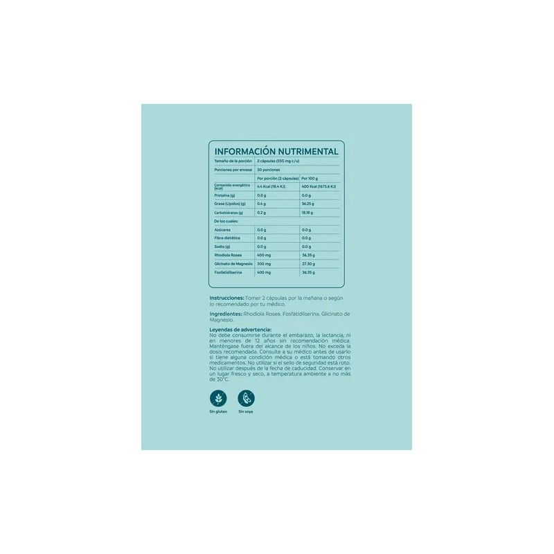 Rhodiola 60 Capsulas De 550mg Estrés Y Relajacion Na