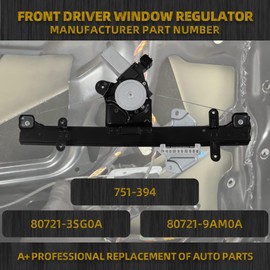 Dasbecan Power Window Regulator w/Motor Front Driver Side Compatible with Nissan Sentra 2013-2019 Sedan 6 Pin Replace# 751-394 80721-3SG0A 80721-9AM0A (Left)