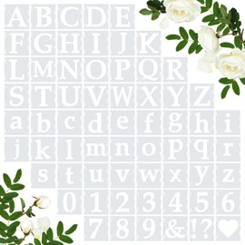 Amrules 65 Pcs 4 Inch Plastic Painting Stencils Reusable Letters Numbers and Symbols Stencil Art Crafts Interlocked Drawing Templates Set for Wood, Walls, Fabrics, Rocks