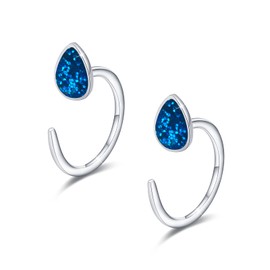 Children's Hoop Earrings, 925 Sterling Silver Drop Earrings, Half Hoop Earrings, Girls Glitter Half Cartilage Earrings for Women, Girls, Children, Sterling Silver
