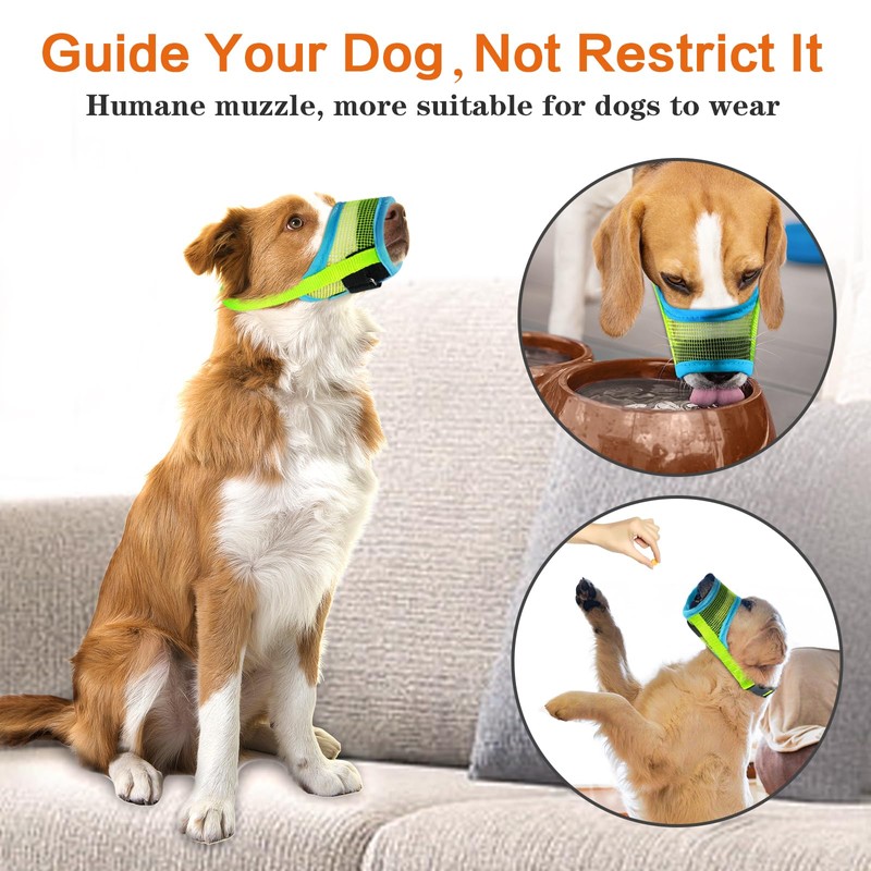 Denwwico Dog Muzzle, Newest Soft Mesh Muzzle Double Stick Anti