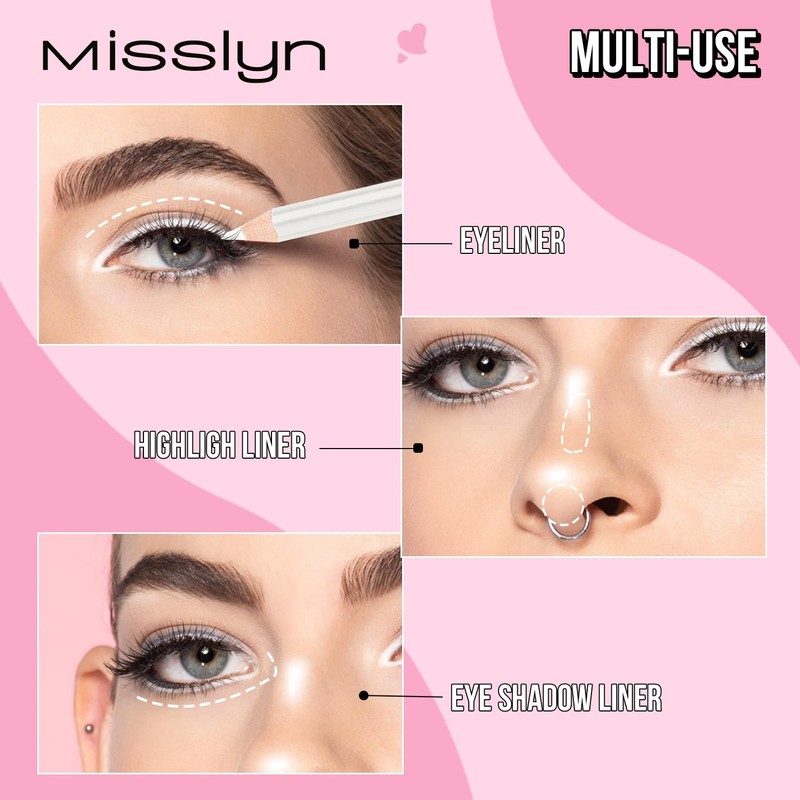 Misslyn Black Eye Pencil without Smudging, 3 Make-Up Pens with
