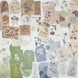 120pcs Multicolor Scrapbooking Stickers,Vintage Label Aesthetic Decoration Flower Embossed Textured Stickers for DIY Decoupage Junk Journal Scrapbooking Supplies