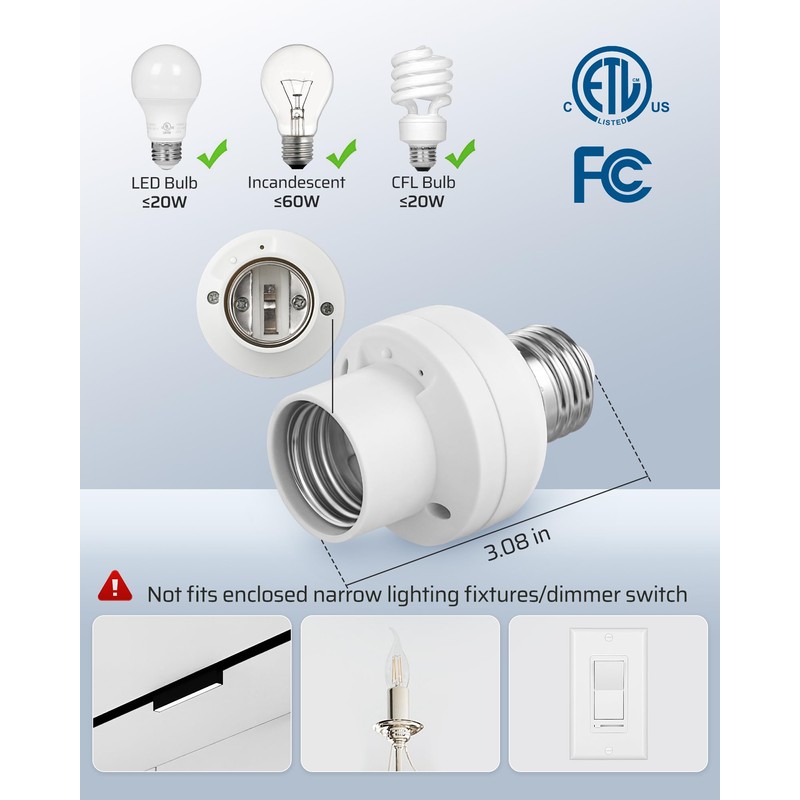 DEWENWILS Remote Control Light Bulb Socket, Wireless Light Bulbs Socket
