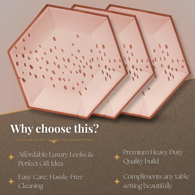Deco Collection Blush Pink Hexagon Disposable Paper Side Plates -