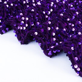 ShinyBeauty Royal Purple Sequin Velvet Fabric 1 Yard - Stretch Sparkly Material for Evening Gowns/Cocktail Dresses, High-Shimmer DIY Craft Fabric with 4-Way Stretch (45"x36" Premium Velvet)
